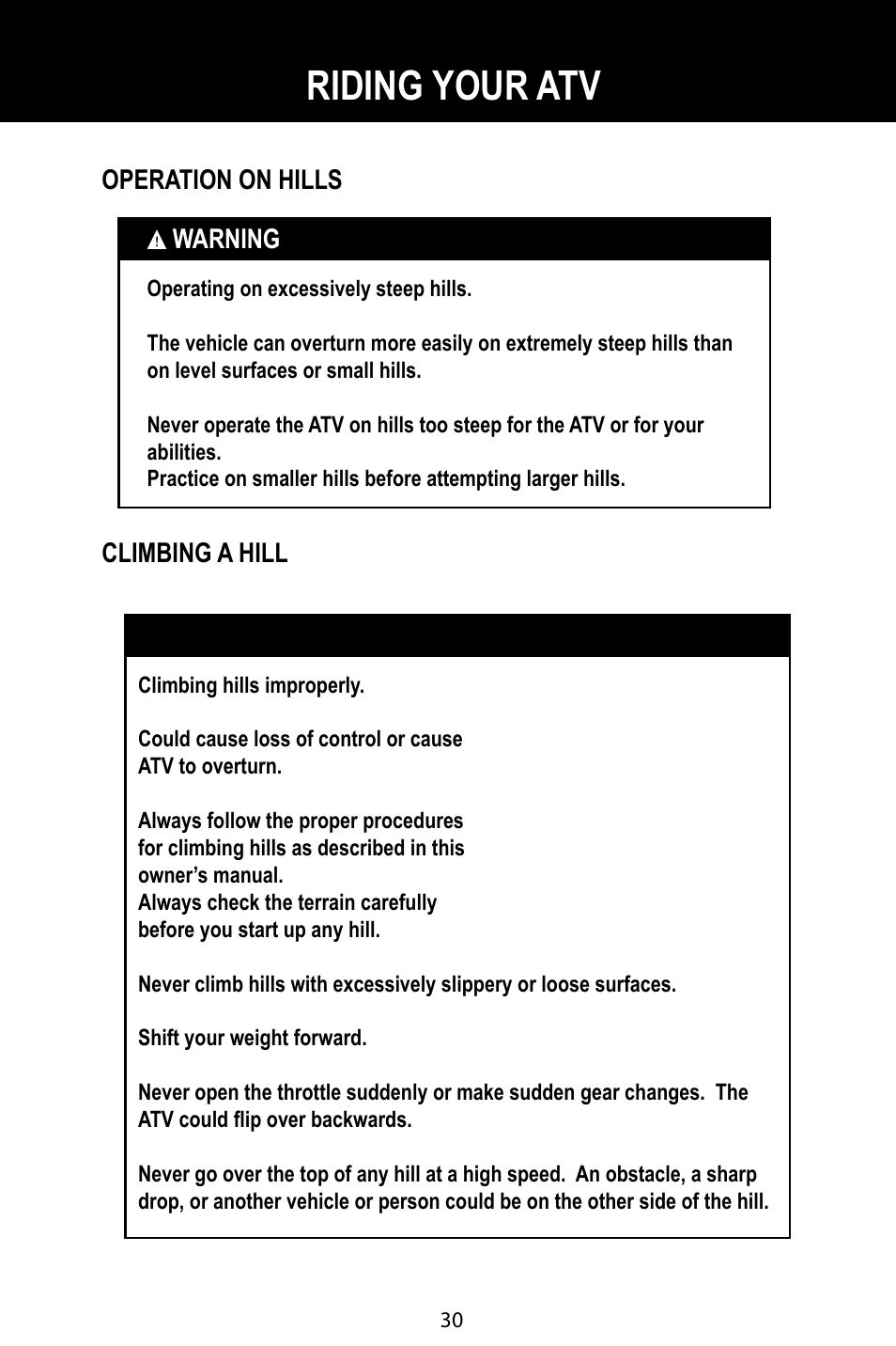 Riding your atv | Baja Motorsports BA90-2 User Manual | Page 34 / 83