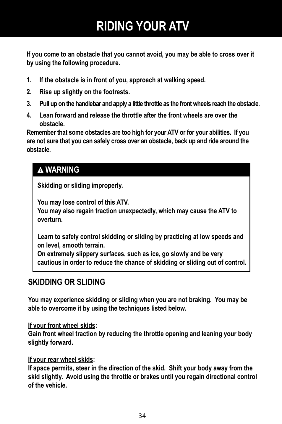 Riding your atv | Baja Motorsports BA90-2 User Manual | Page 38 / 83