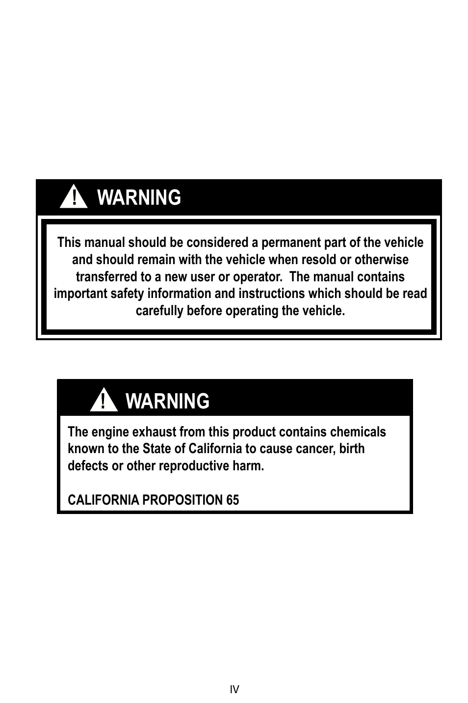 Warning ! warning | Baja Motorsports BA90-2 User Manual | Page 4 / 83