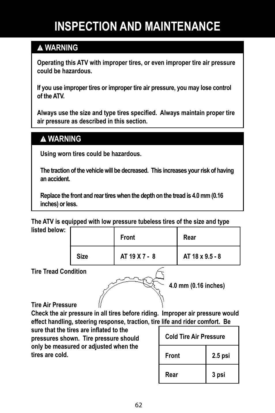 Inspection and maintenance | Baja Motorsports BA90-2 User Manual | Page 66 / 83