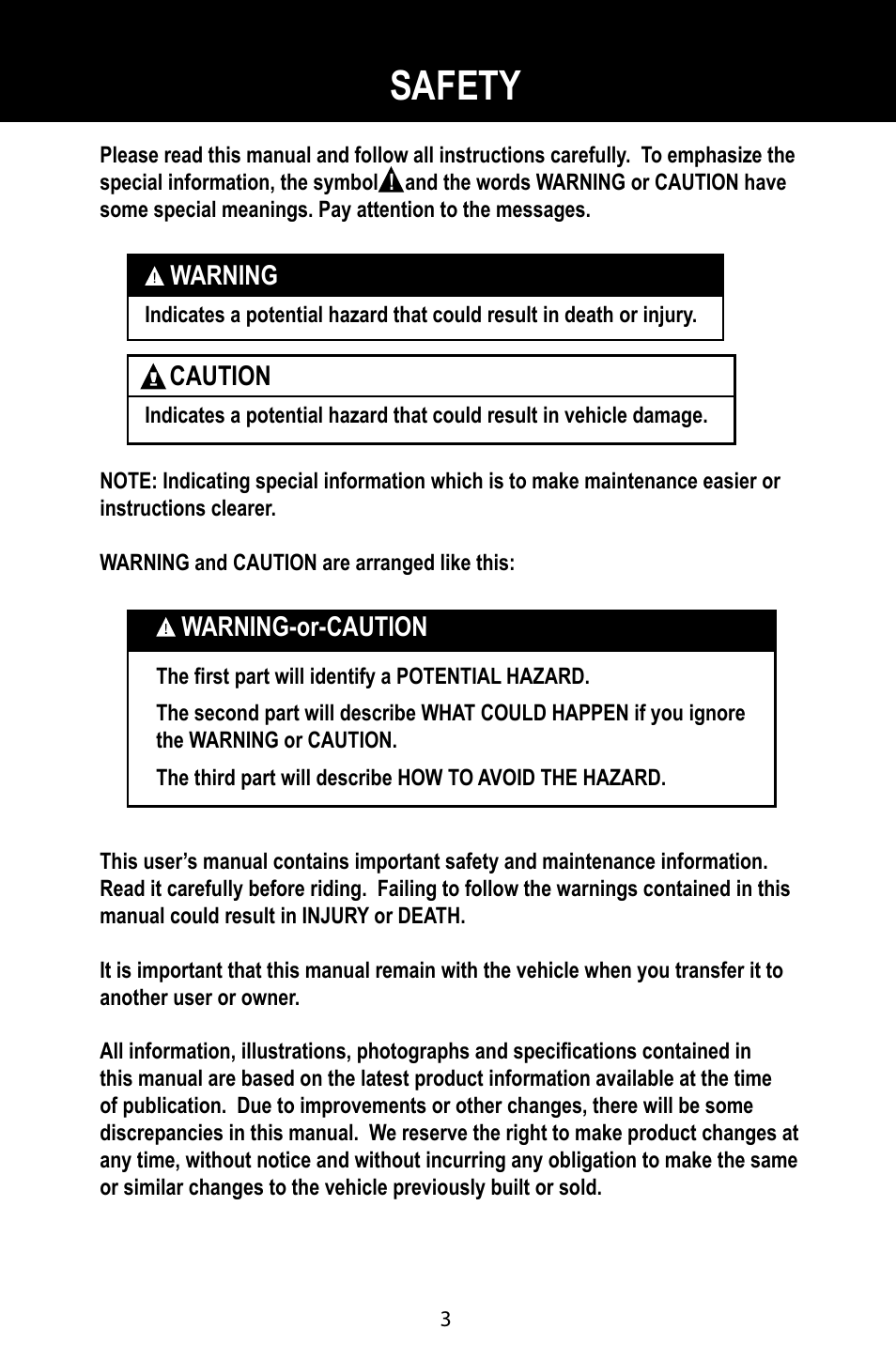 Safety | Baja Motorsports BA90-2 User Manual | Page 7 / 83