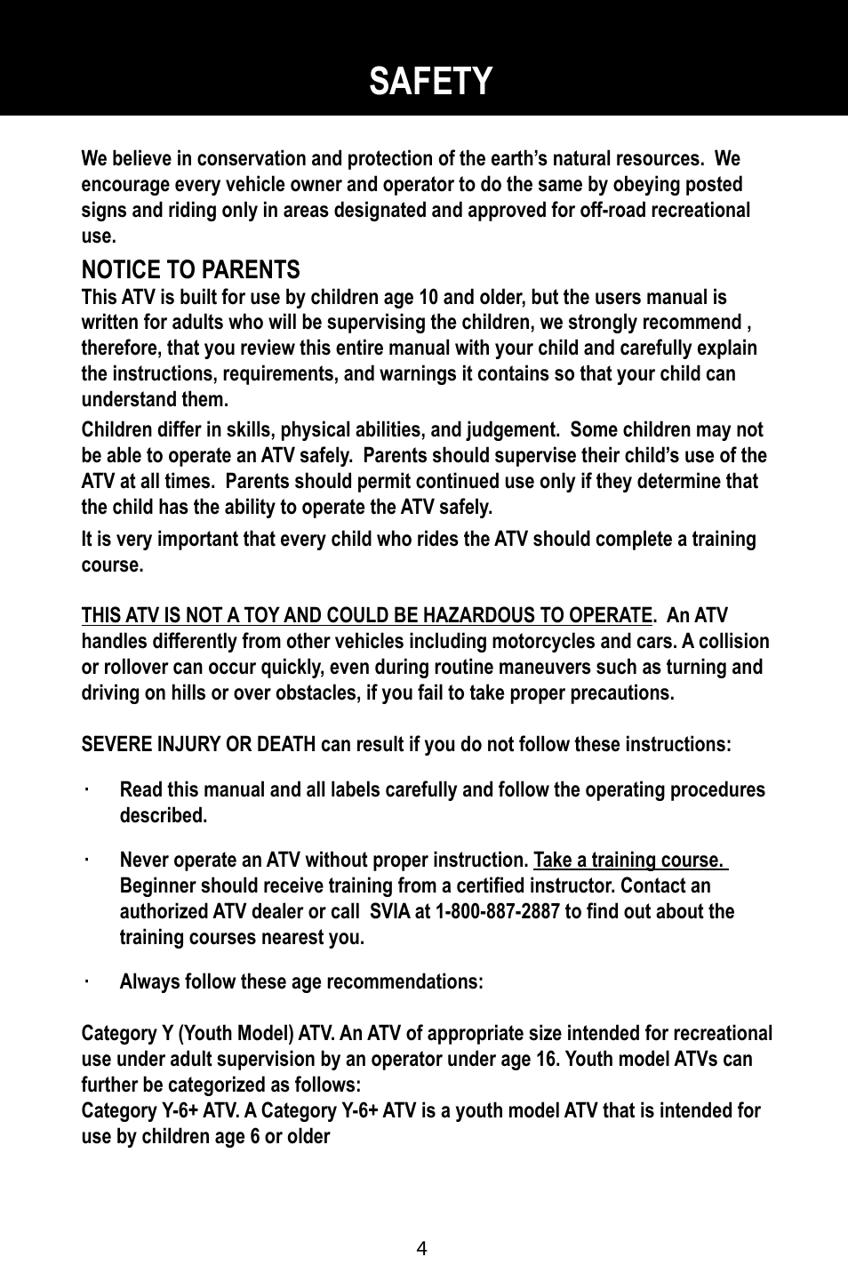 Safety | Baja Motorsports BA90-2 User Manual | Page 8 / 83