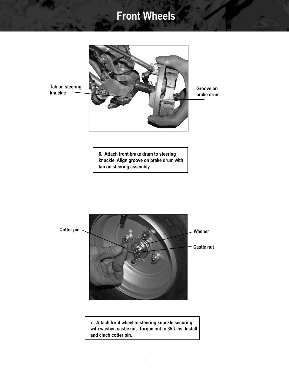 Front wheels | Baja Motorsports CN90-U Assembly Guide User Manual | Page 3 / 7