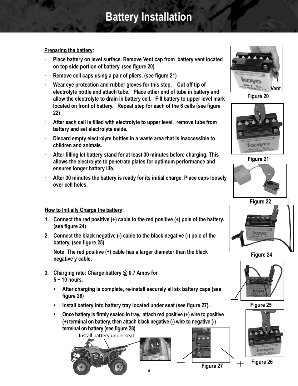 Battery installation | Baja Motorsports CN90-U Assembly Guide User Manual | Page 6 / 7