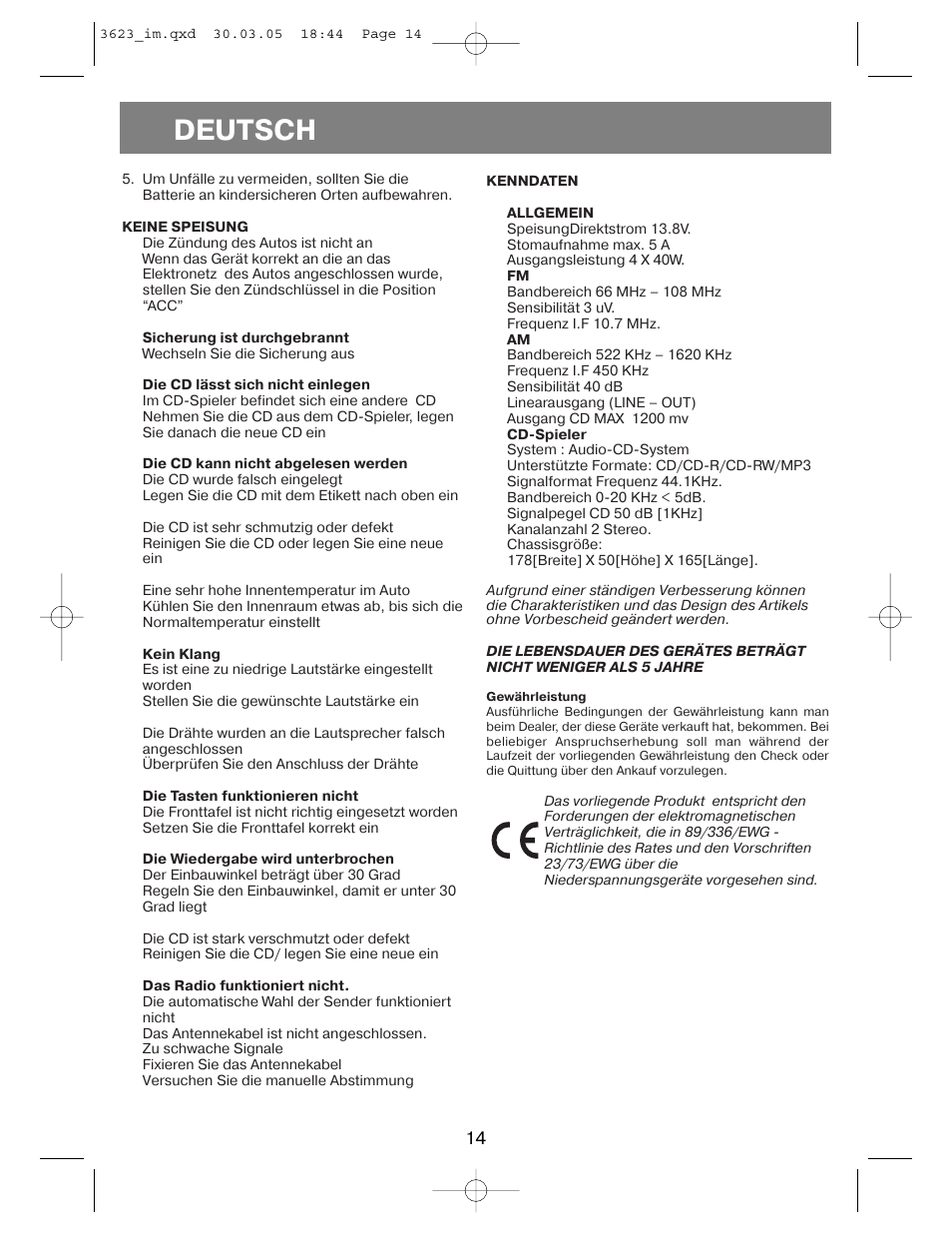 Deutsch | Vitek VT-3623 User Manual | Page 14 / 28