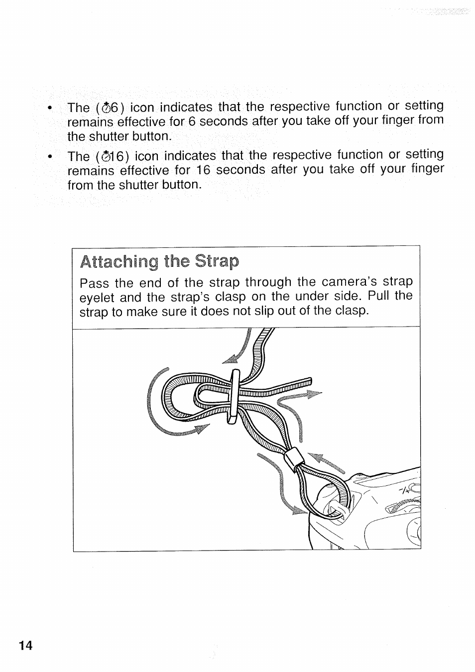 Attaching the strap | Canon EOS 3 User Manual | Page 14 / 37