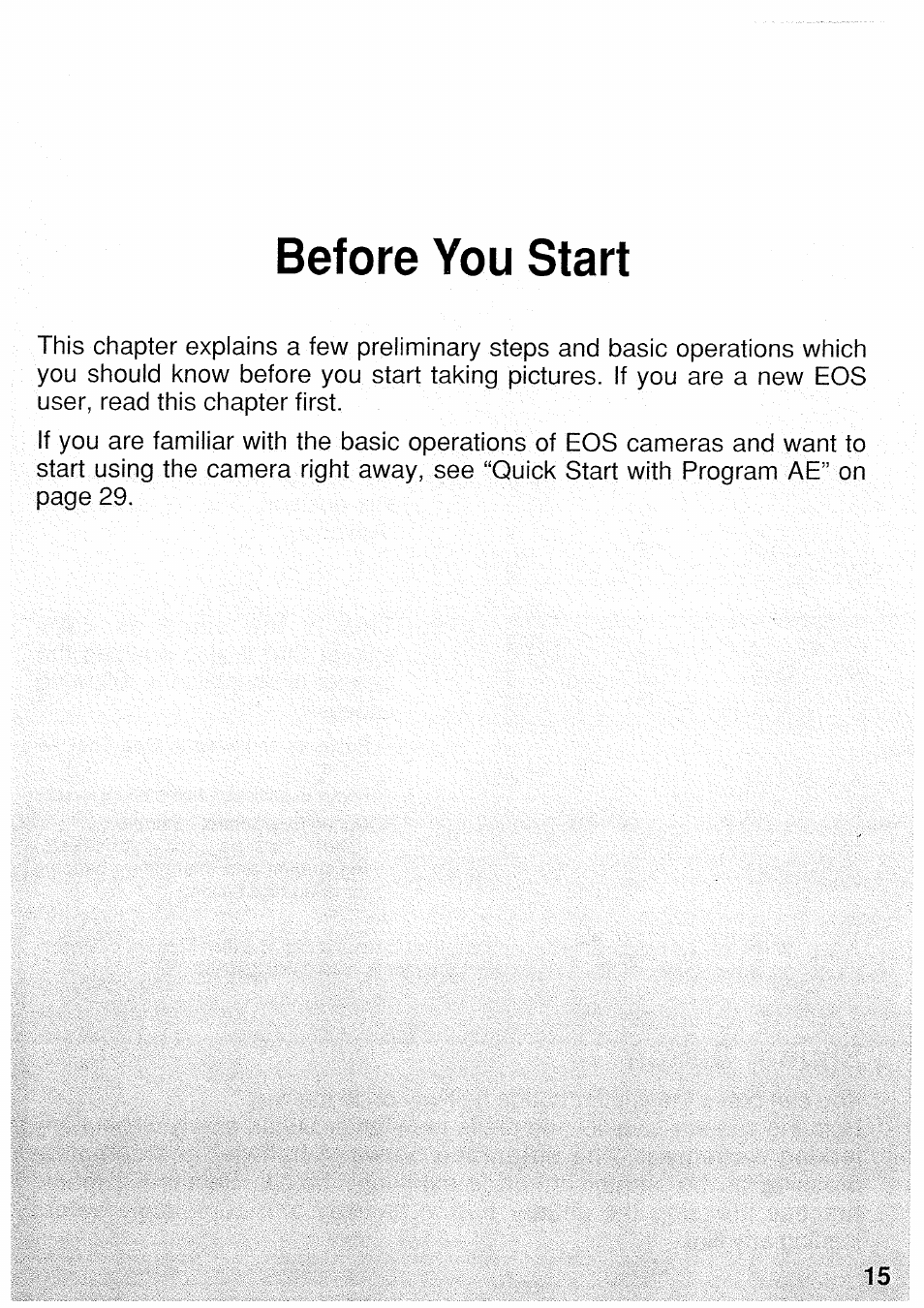 Before you start | Canon EOS 3 User Manual | Page 15 / 37