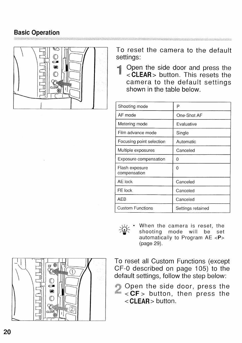 Basic operation | Canon EOS 3 User Manual | Page 20 / 37