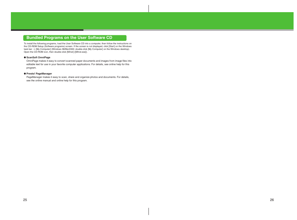 Bundled programs on the user software cd | Canon imageCLASS MF4100 Series User Manual | Page 14 / 18