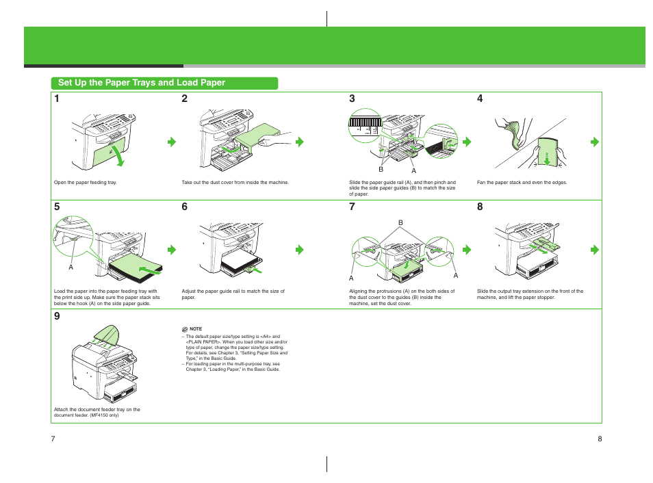 Set up the paper trays and load paper | Canon imageCLASS MF4100 Series User Manual | Page 5 / 18