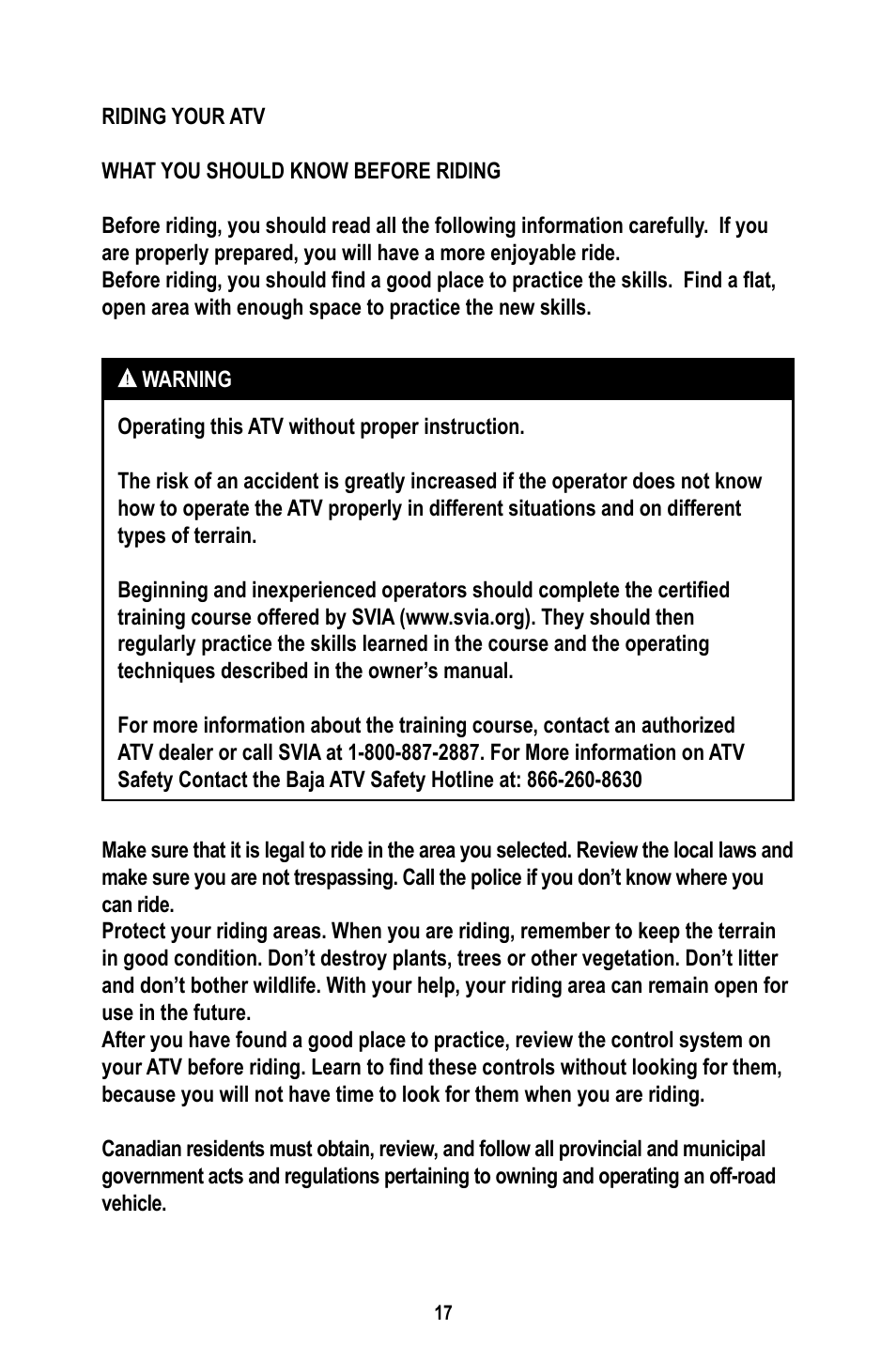 Baja Motorsports WD400-U Operator's Manual User Manual | Page 21 / 89