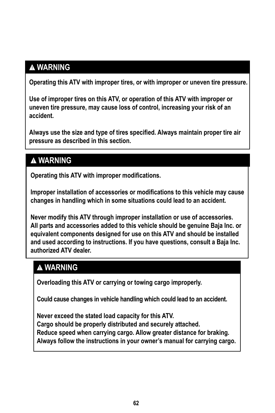 Baja Motorsports WD400-U Operator's Manual User Manual | Page 66 / 89