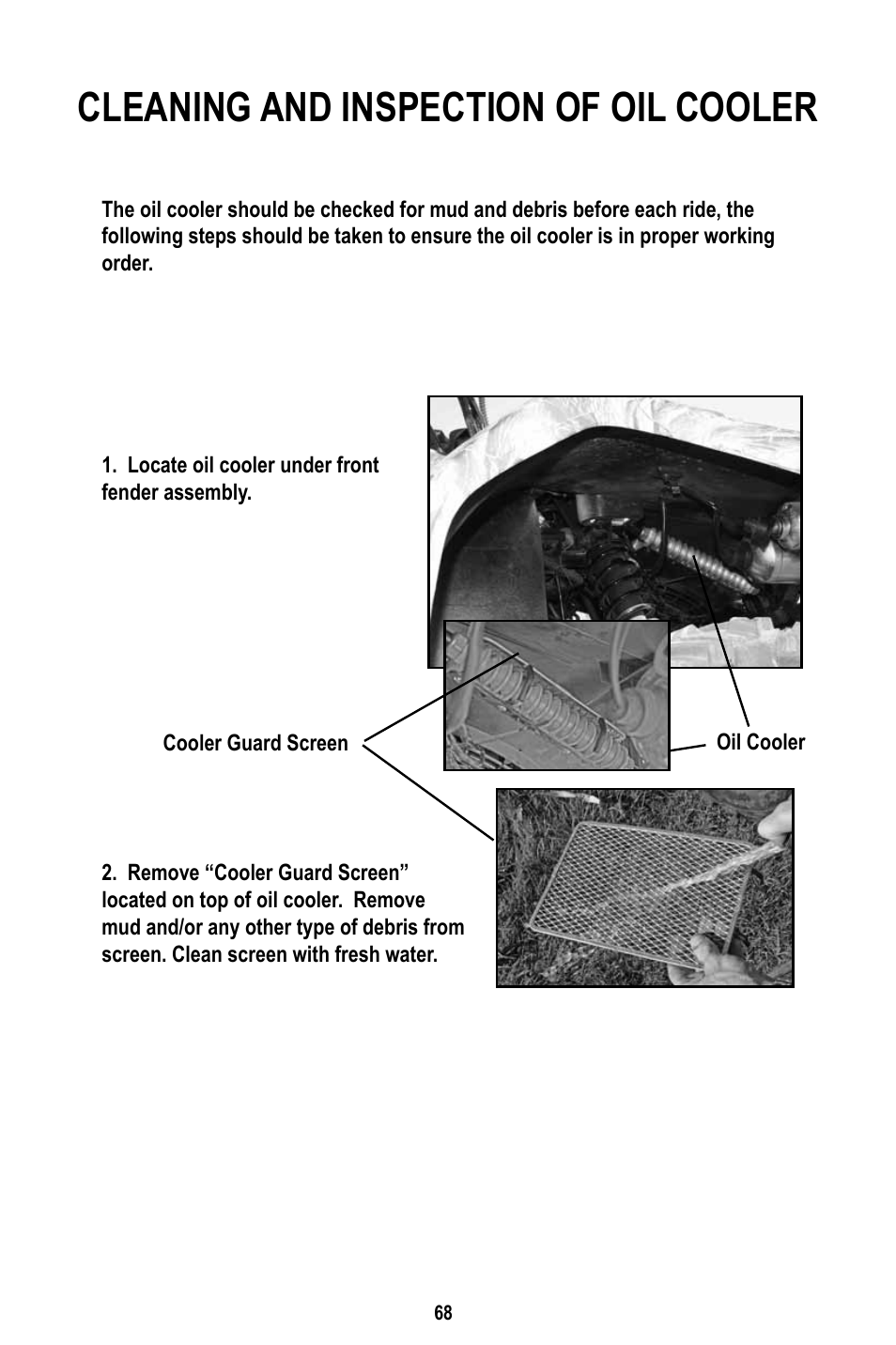 Cleaning and inspection of oil cooler | Baja Motorsports WD400-U Operator's Manual User Manual | Page 72 / 89