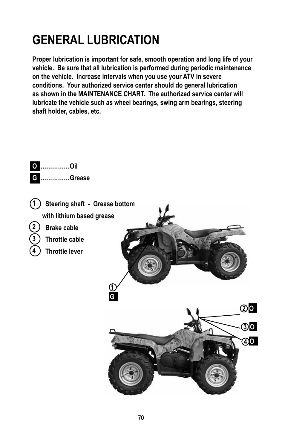 General lubrication | Baja Motorsports WD400-U Operator's Manual User Manual | Page 74 / 89