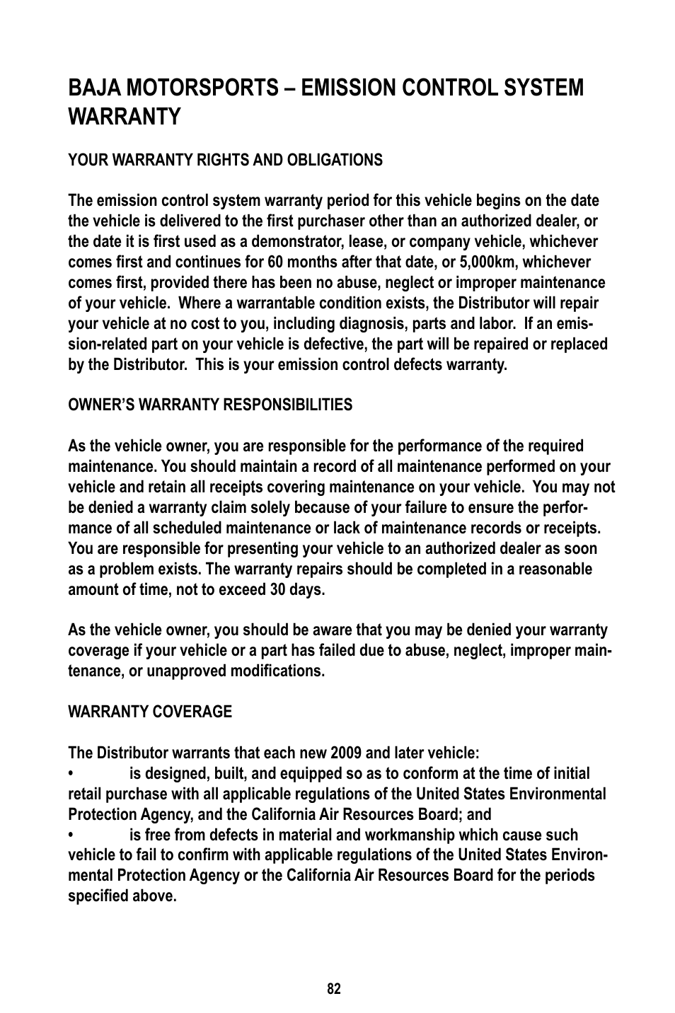 Baja Motorsports WD400-U Operator's Manual User Manual | Page 86 / 89