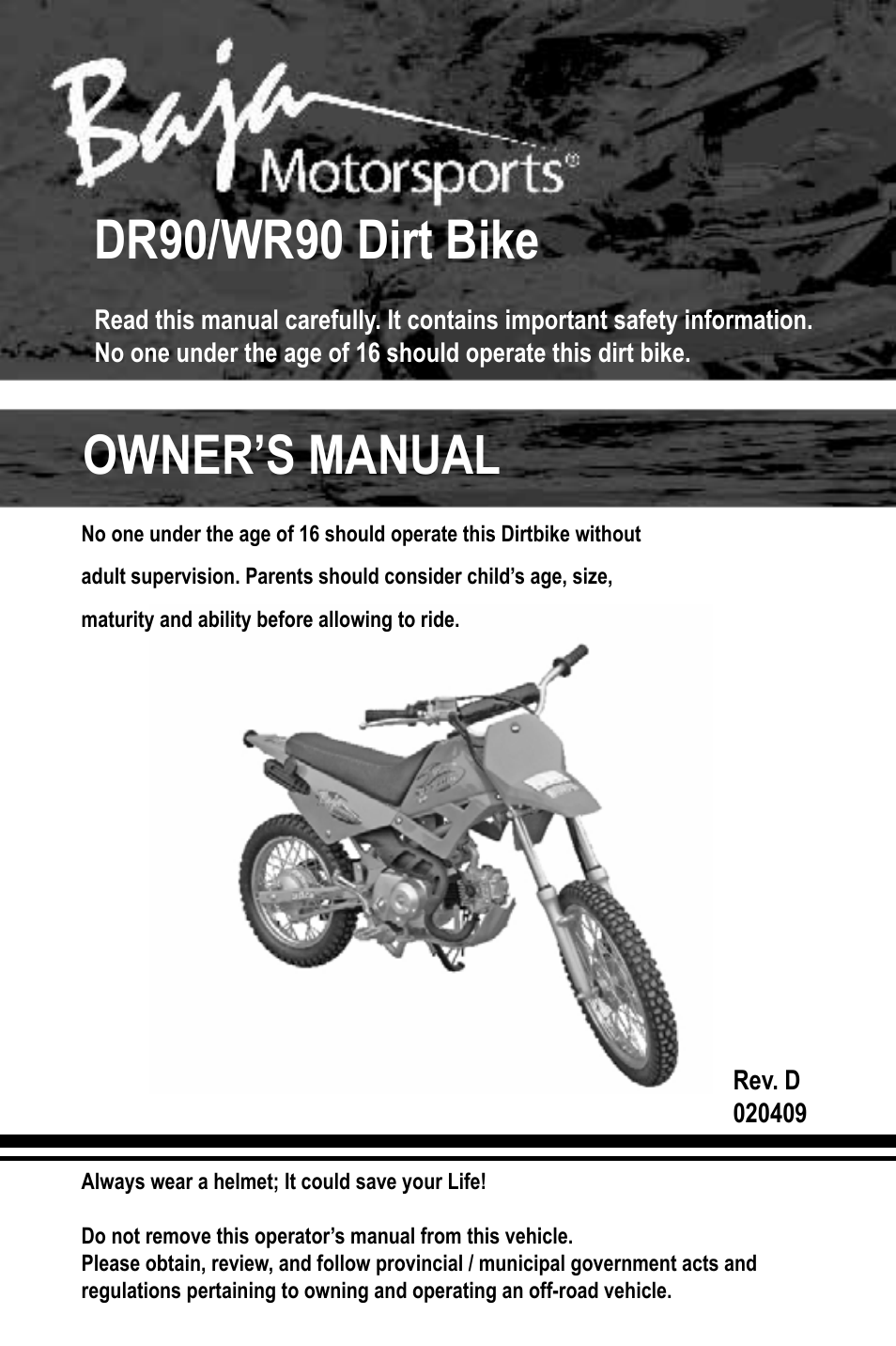 Baja Motorsports WR90 User Manual | 32 pages