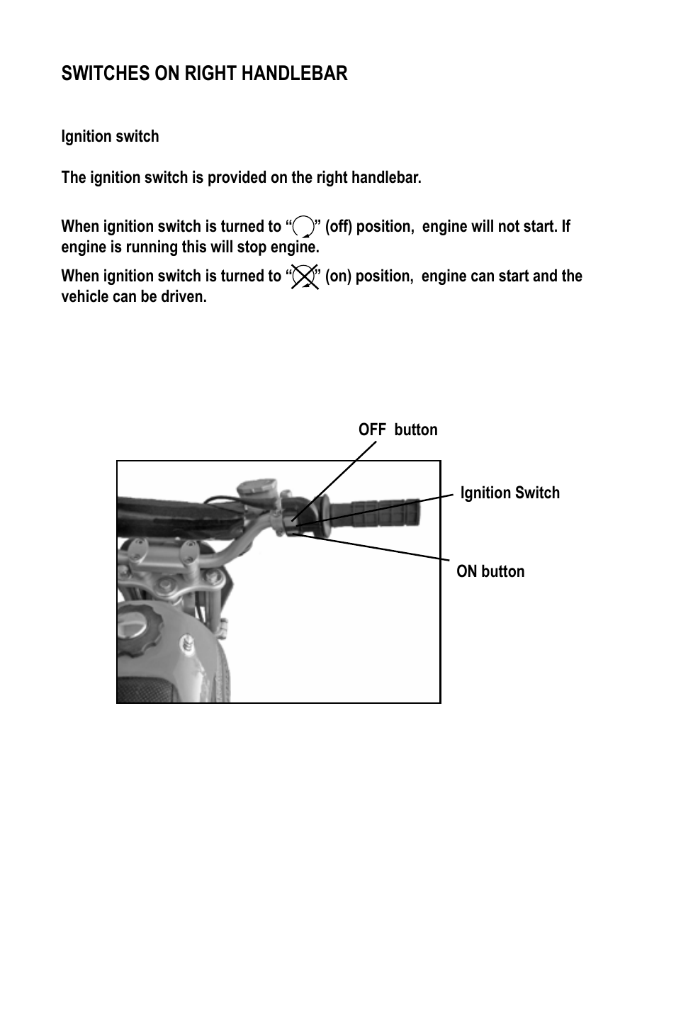 Switches on right handlebar | Baja Motorsports WR90 User Manual | Page 13 / 32