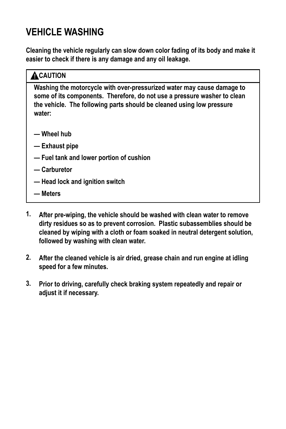 Vehicle washing | Baja Motorsports WR90 User Manual | Page 23 / 32
