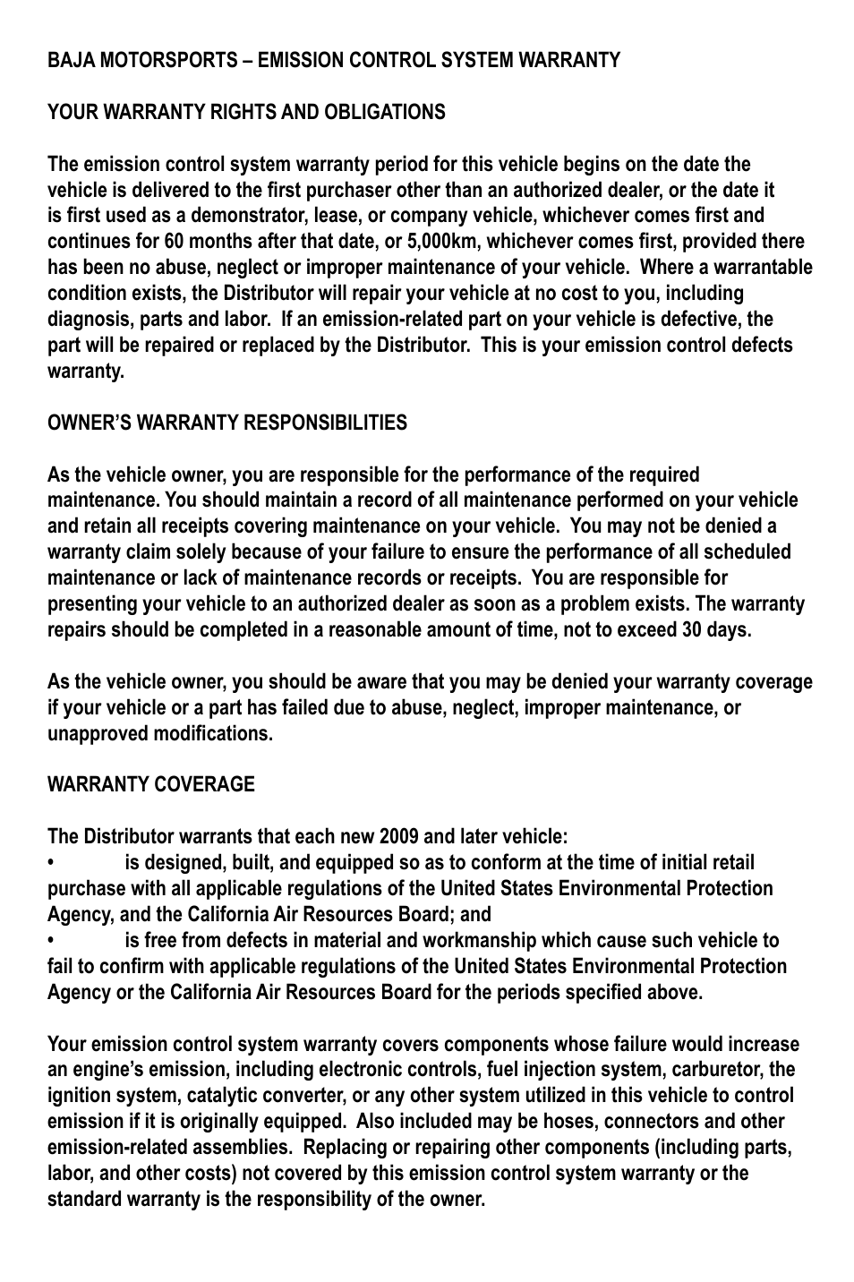 Baja Motorsports WR90 User Manual | Page 29 / 32