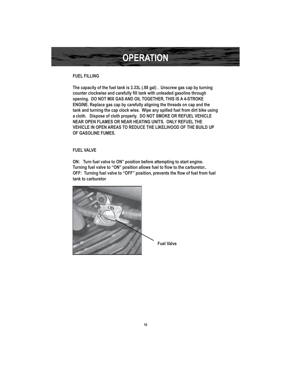 Operation | Baja Motorsports X250 User Manual | Page 13 / 41