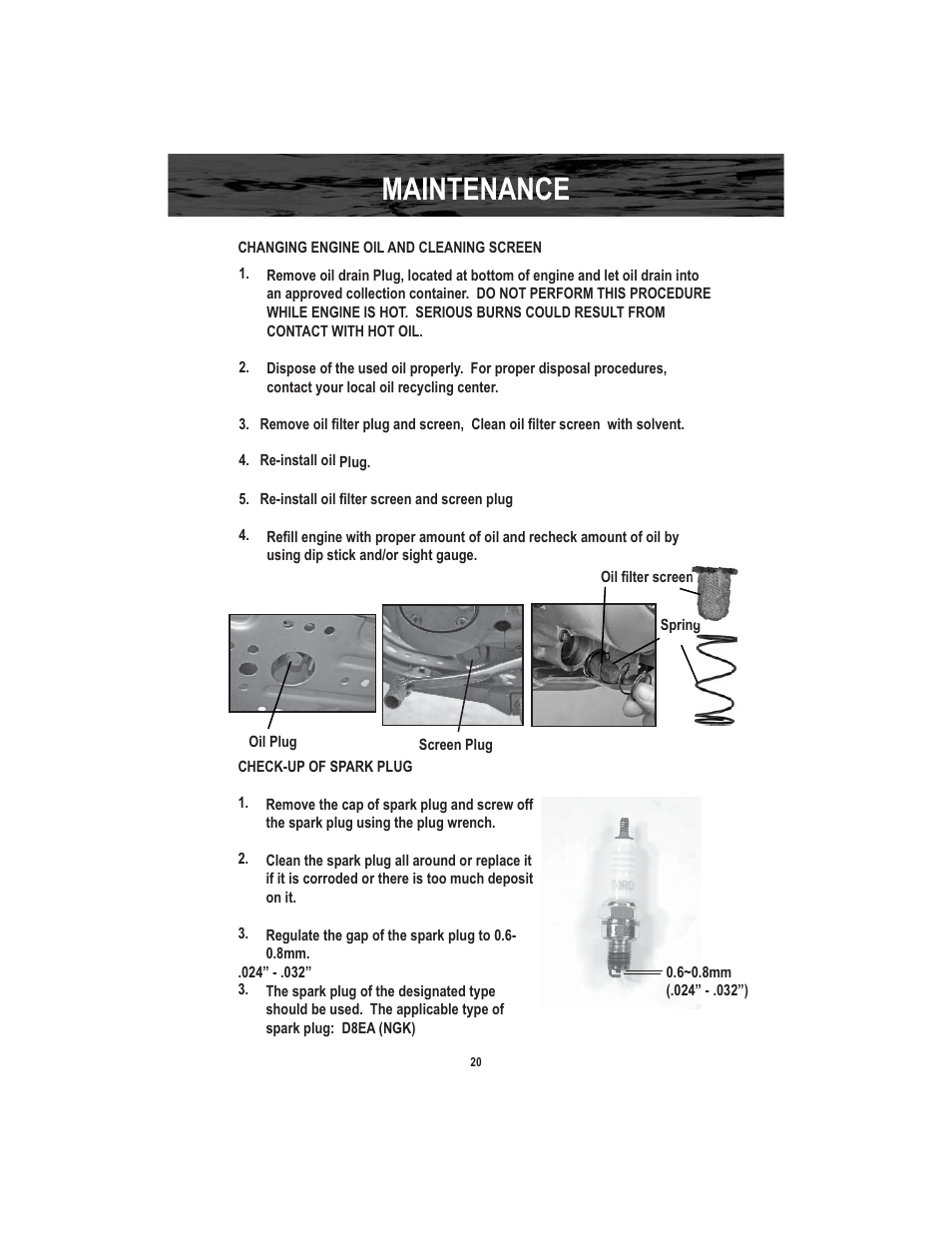 Maintenance | Baja Motorsports X250 User Manual | Page 23 / 41