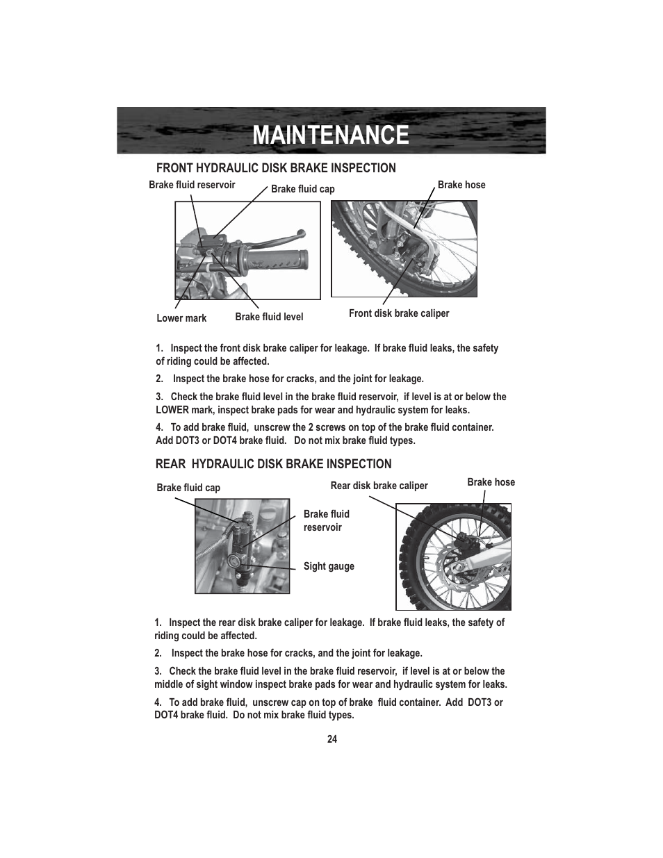 Maintenance | Baja Motorsports X250 User Manual | Page 27 / 41