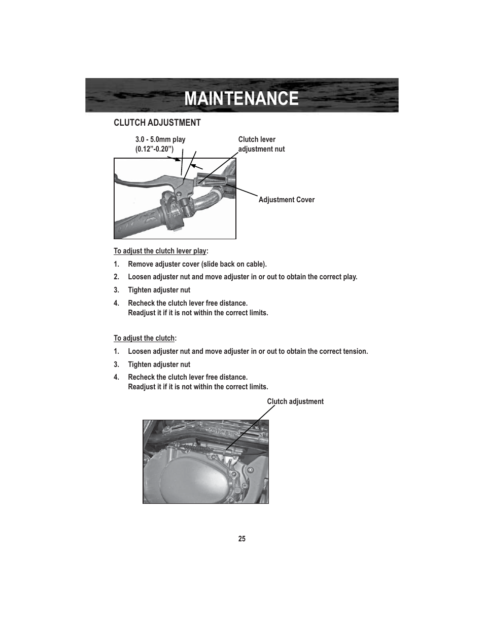 Maintenance | Baja Motorsports X250 User Manual | Page 28 / 41