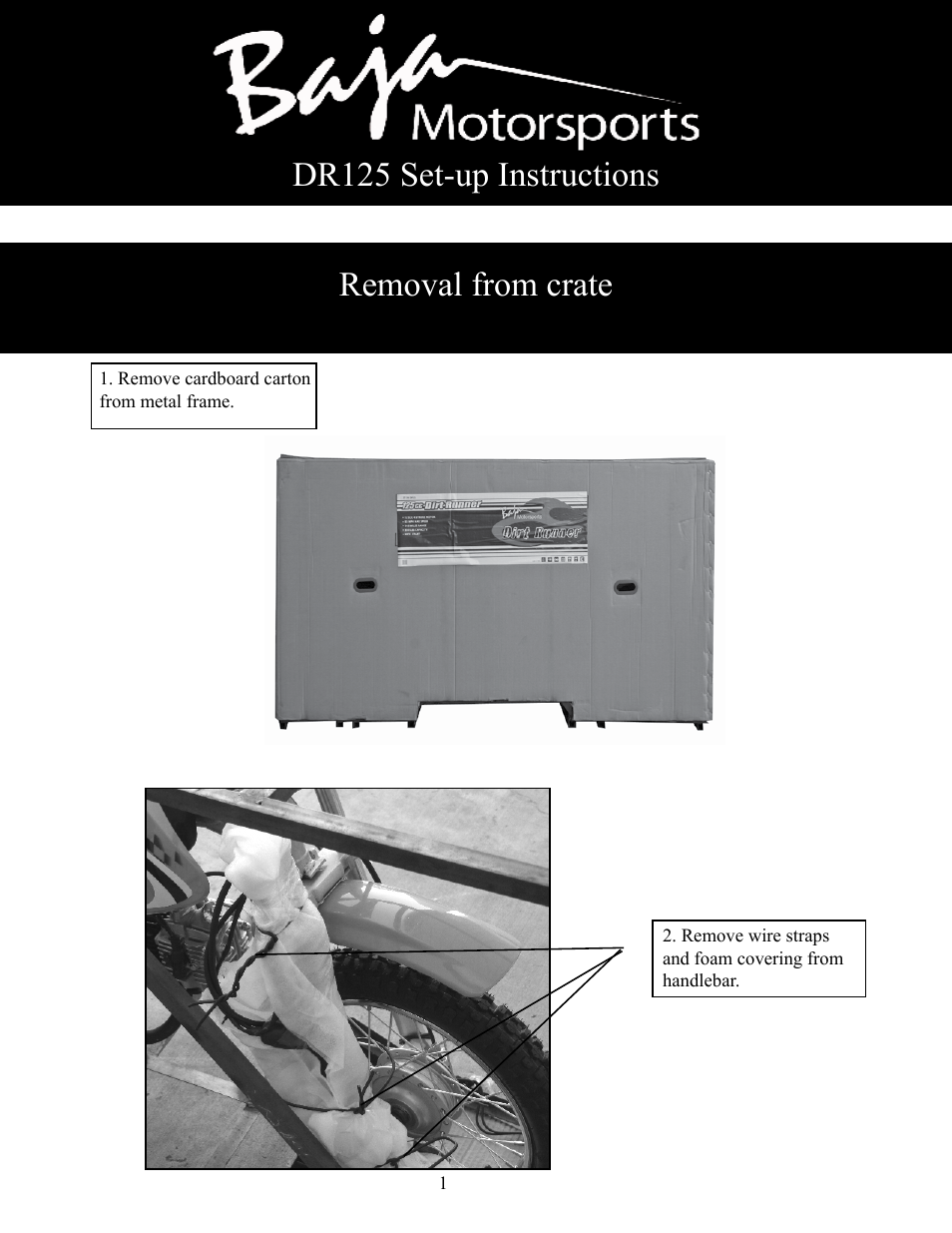 Baja Motorsports DR125 Assembly Guide User Manual | 4 pages