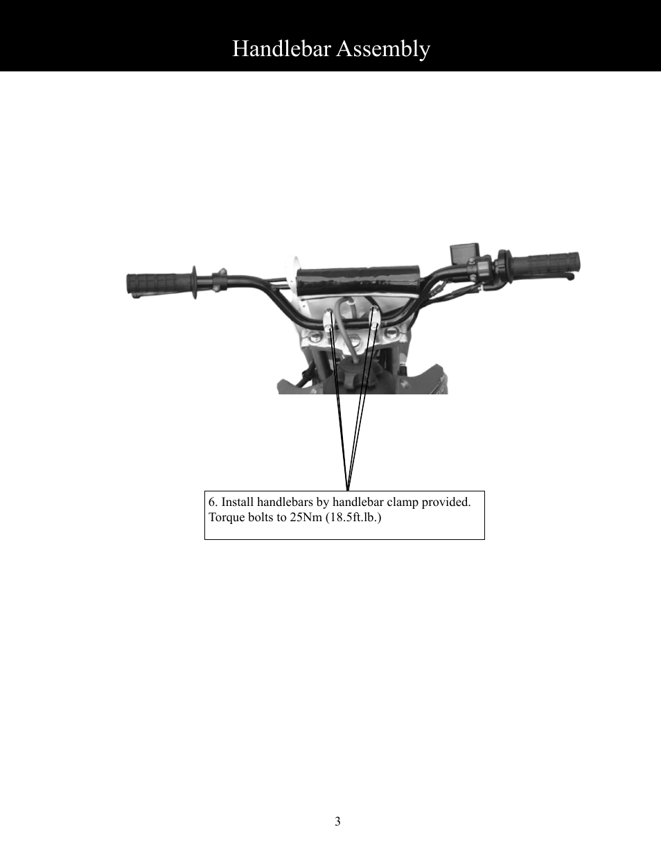 Handlebar assembly | Baja Motorsports DR125 Assembly Guide User Manual | Page 3 / 4