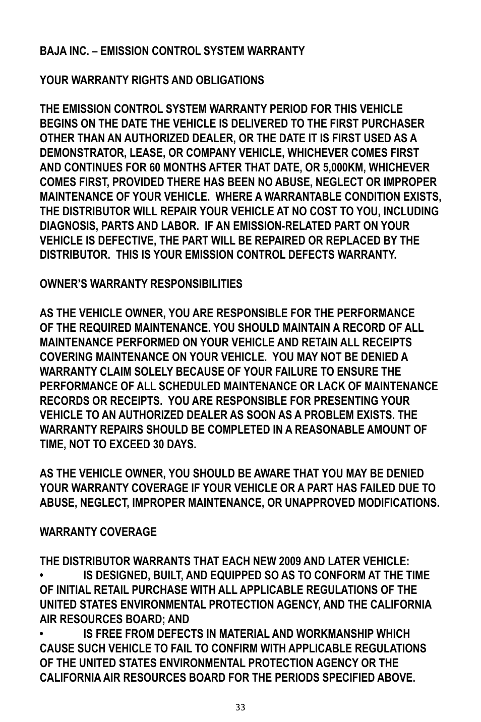 Baja Motorsports DR125 Operator's Manual User Manual | Page 36 / 39