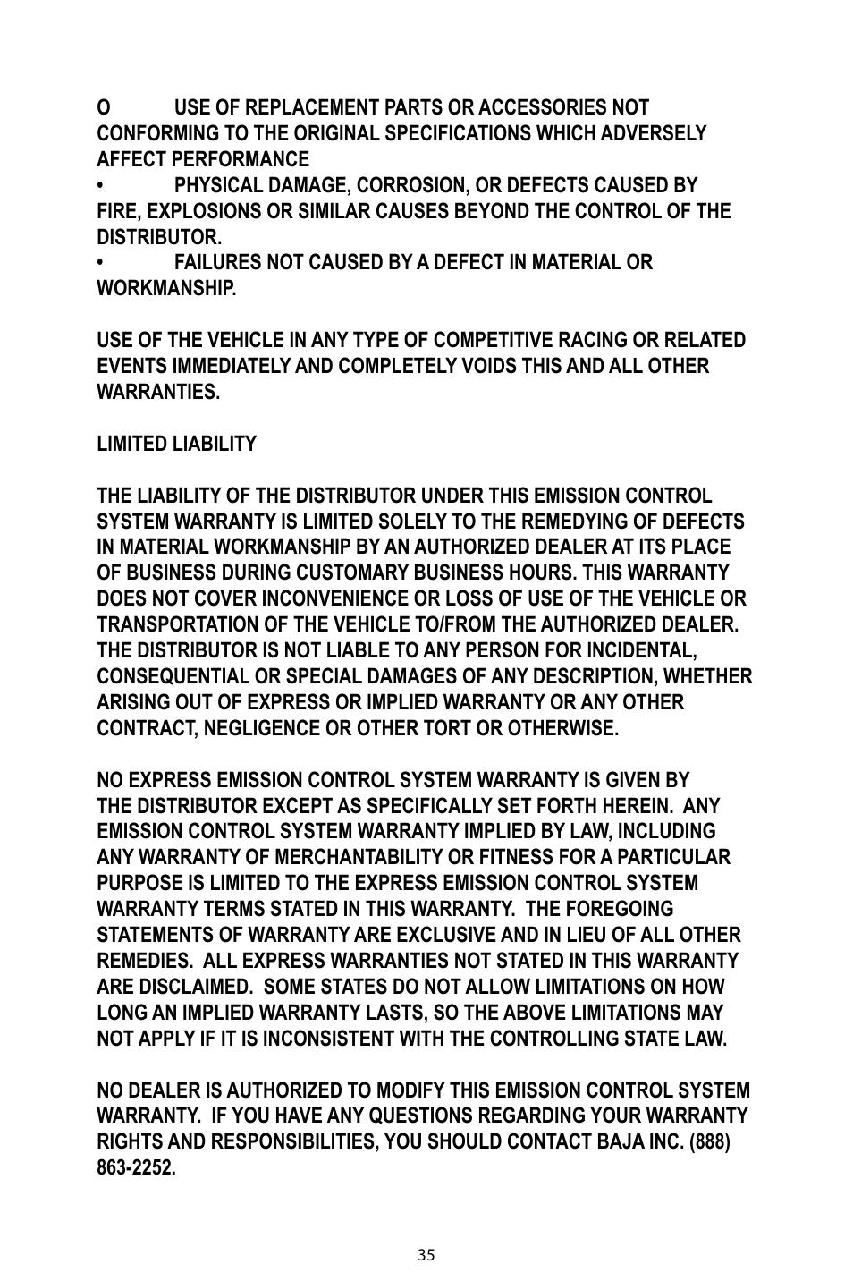 Baja Motorsports DR125 Operator's Manual User Manual | Page 38 / 39