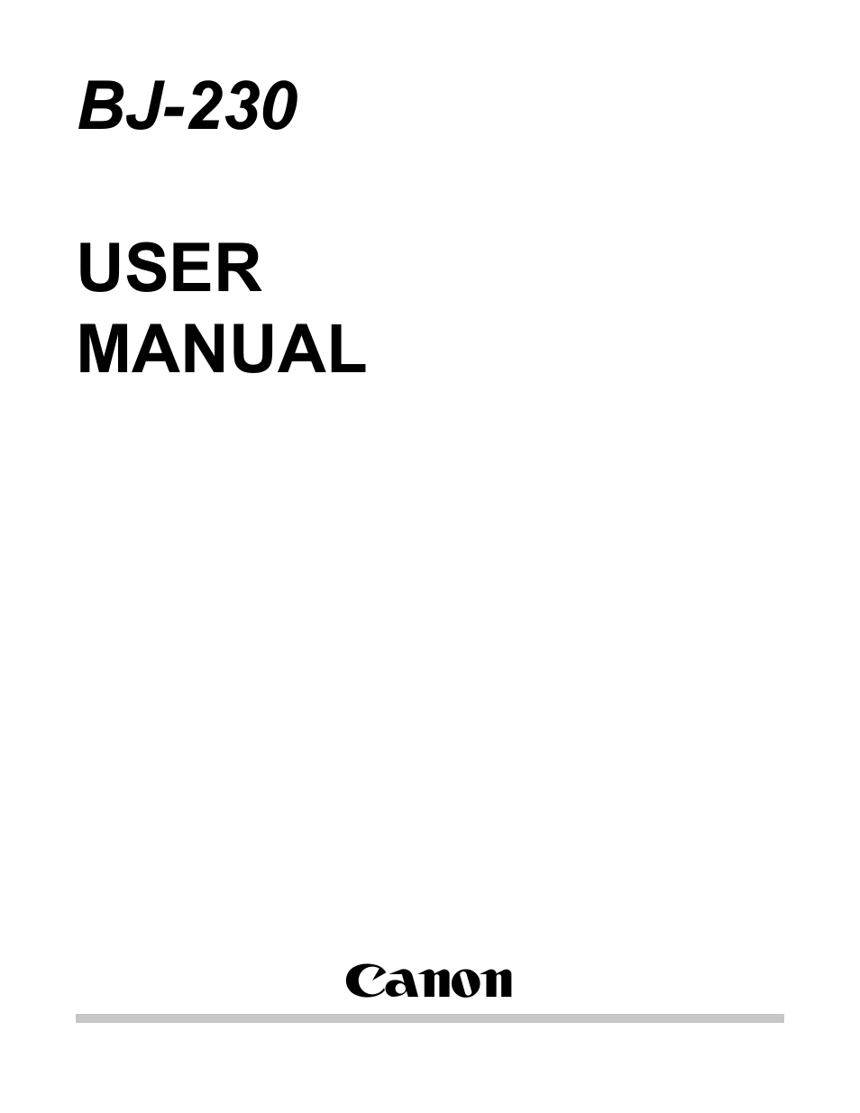 Canon BJ-230 User Manual | 89 pages