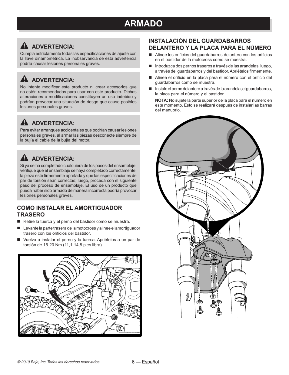 Armado | Baja Motorsports DR70 Assembly Guide User Manual | Page 15 / 20