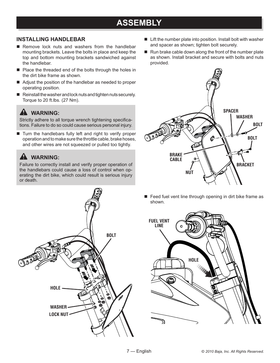 Assembly | Baja Motorsports DR70 Assembly Guide User Manual | Page 7 / 20