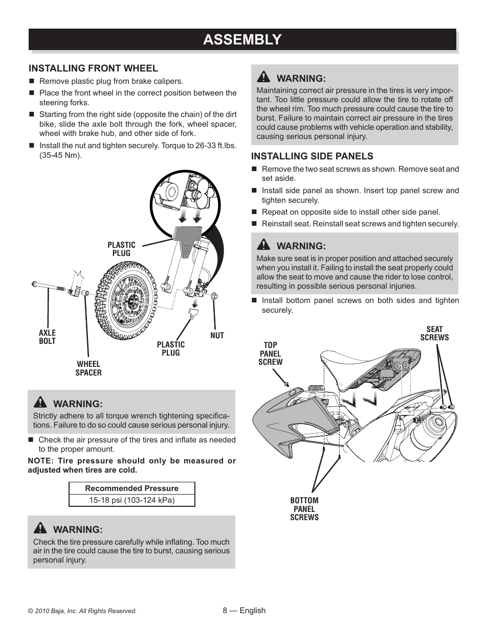 Assembly | Baja Motorsports DR70 Assembly Guide User Manual | Page 8 / 20