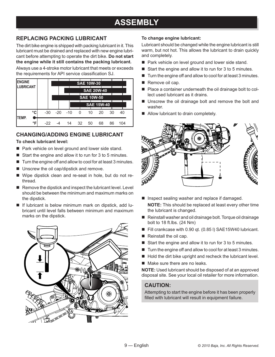 Assembly | Baja Motorsports DR70 Assembly Guide User Manual | Page 9 / 20