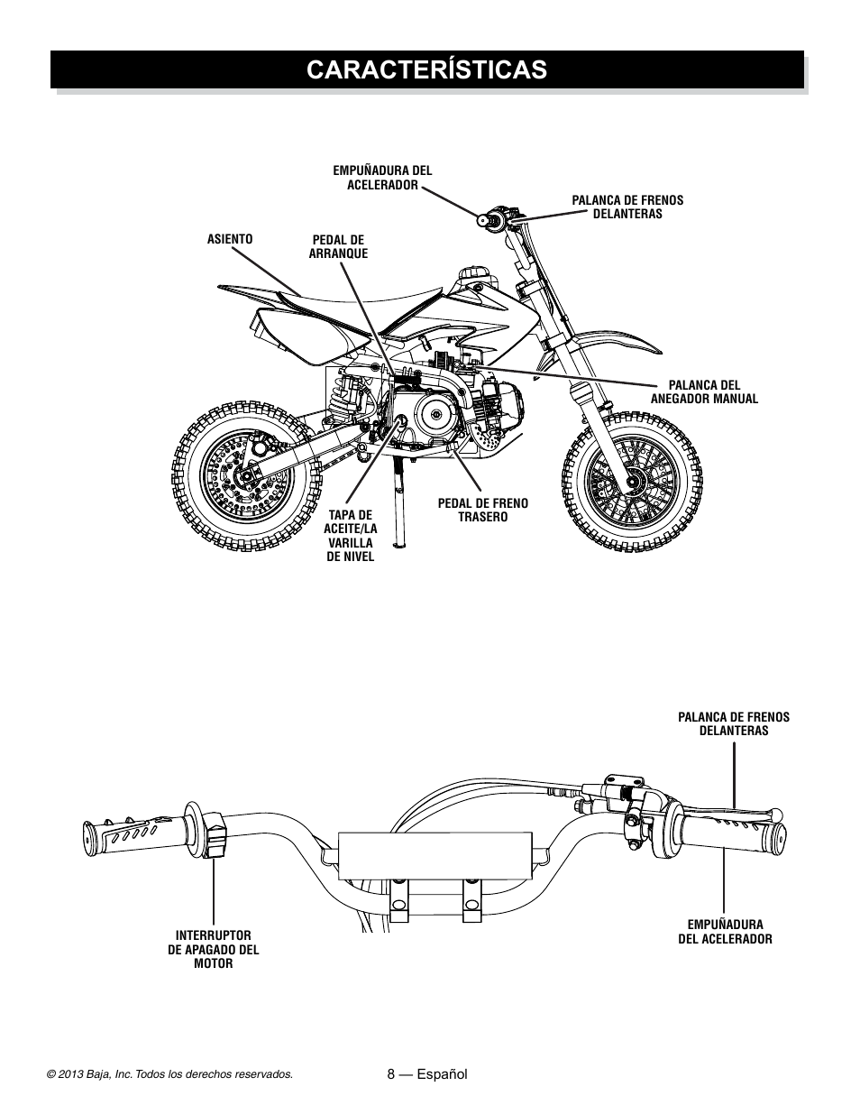 Características | Baja Motorsports DR70 Operator's Manual User Manual | Page 30 / 48