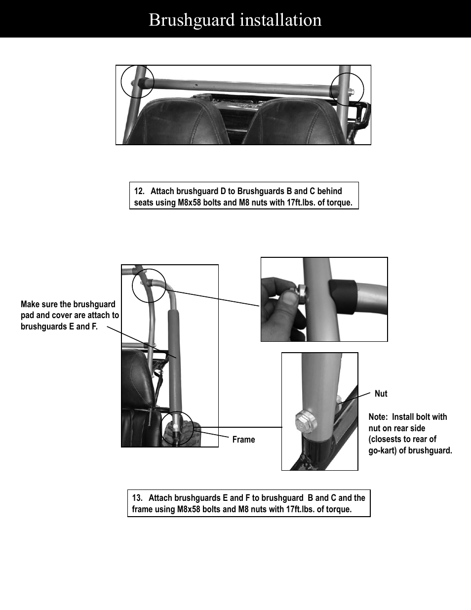 Brushguard installation | Baja Motorsports BR150-1 Assembly Guide User Manual | Page 10 / 18