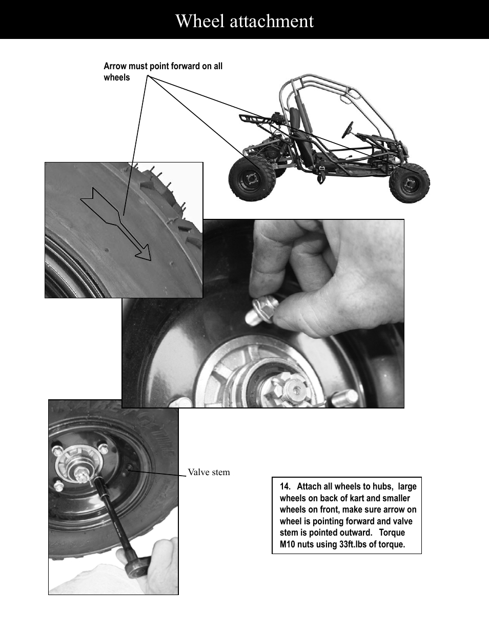 Wheel attachment | Baja Motorsports BR150-1 Assembly Guide User Manual | Page 11 / 18