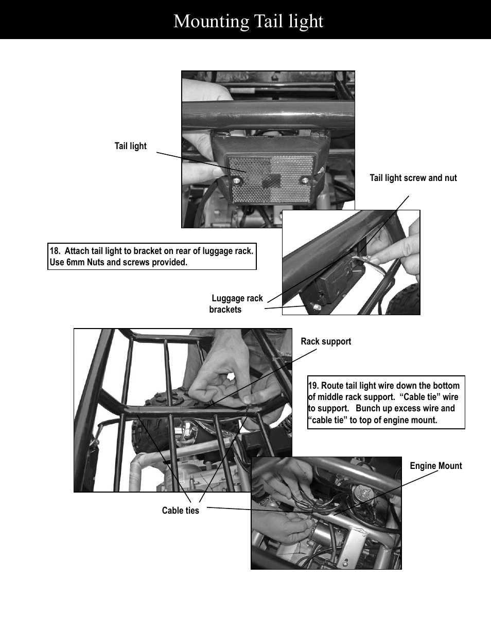 Mounting tail light | Baja Motorsports BR150-1 Assembly Guide User Manual | Page 14 / 18