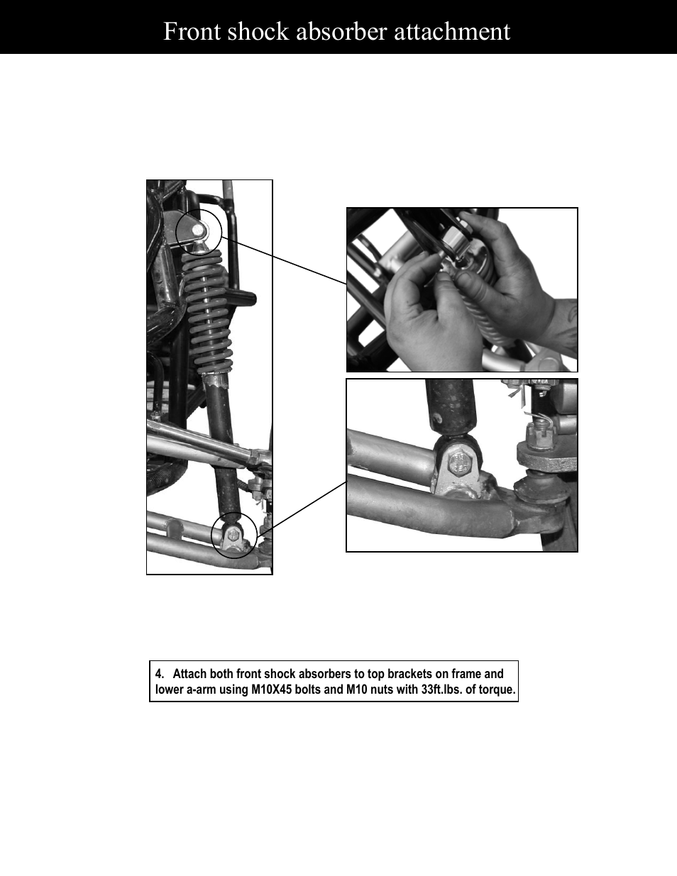 Front shock absorber attachment | Baja Motorsports BR150-1 Assembly Guide User Manual | Page 5 / 18