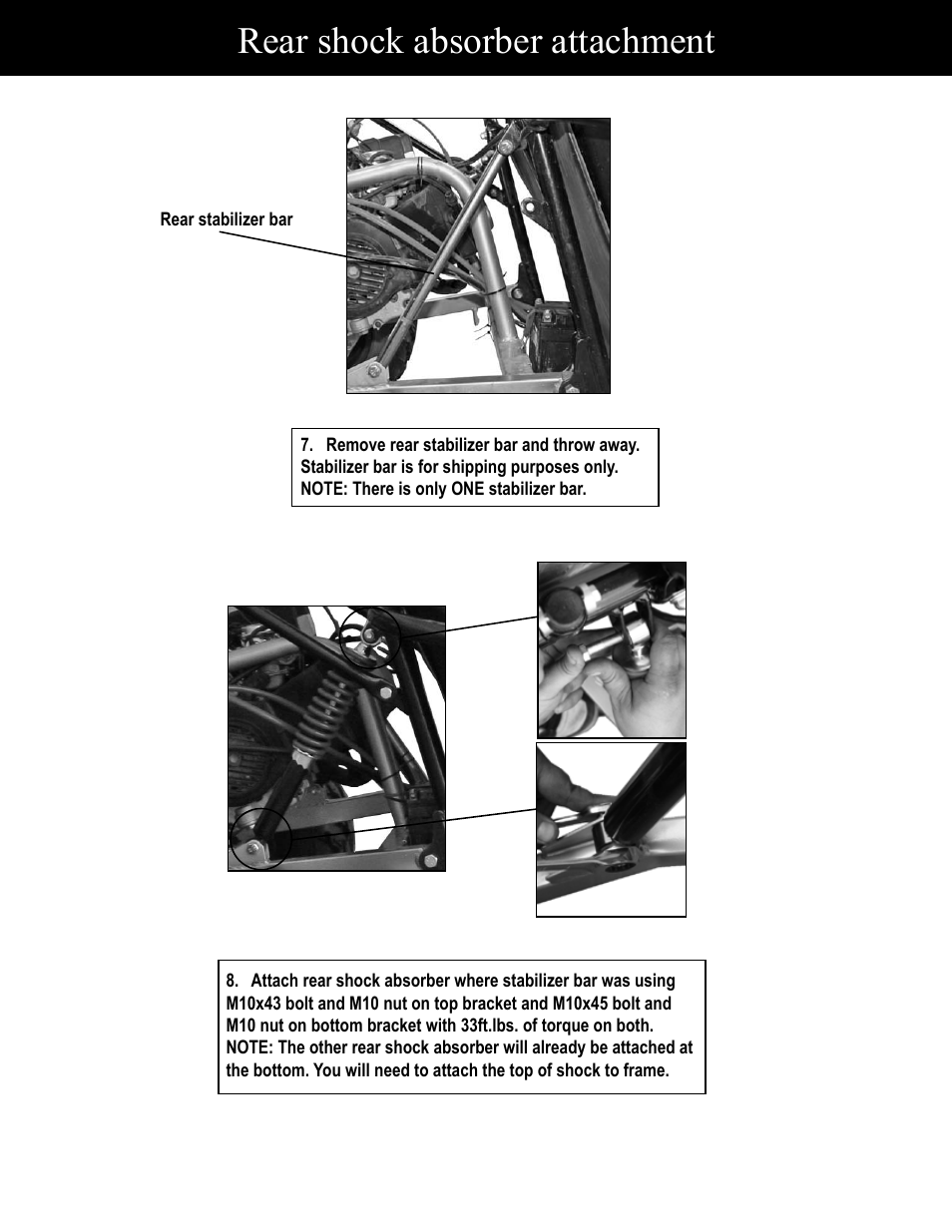 Rear shock absorber attachment | Baja Motorsports BR150-1 Assembly Guide User Manual | Page 8 / 18