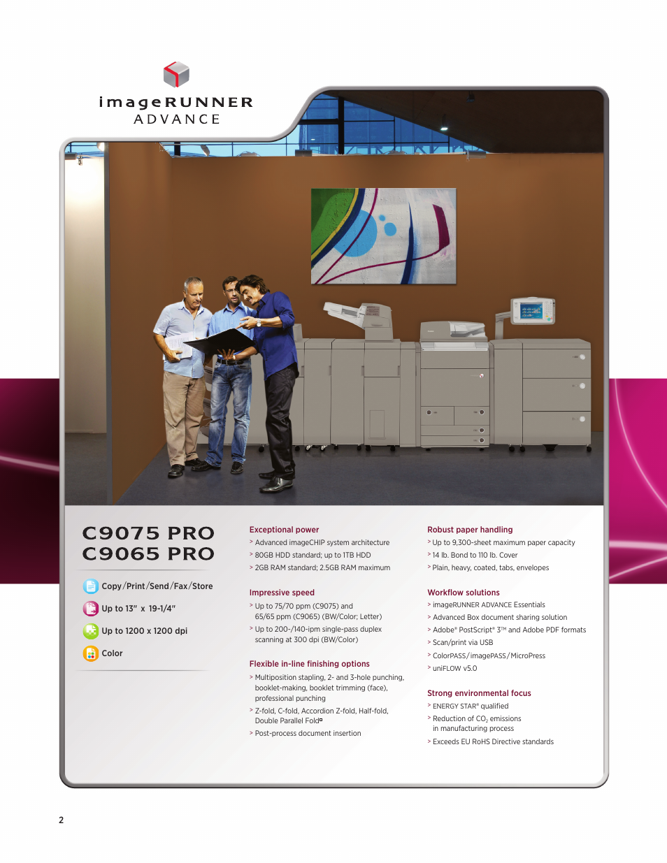 Canon IMAGE RUNNER C9075 PRO User Manual | Page 2 / 12