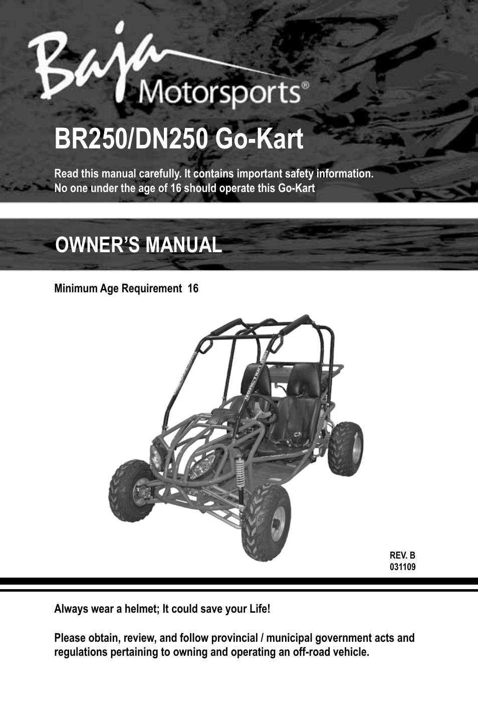 Baja Motorsports BR250 User Manual | 55 pages