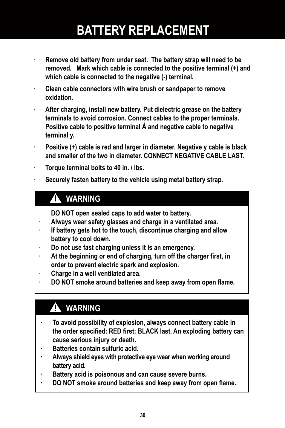 Battery replacement | Baja Motorsports BR250 User Manual | Page 33 / 55