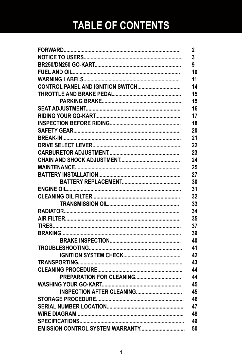 Baja Motorsports BR250 User Manual | Page 4 / 55