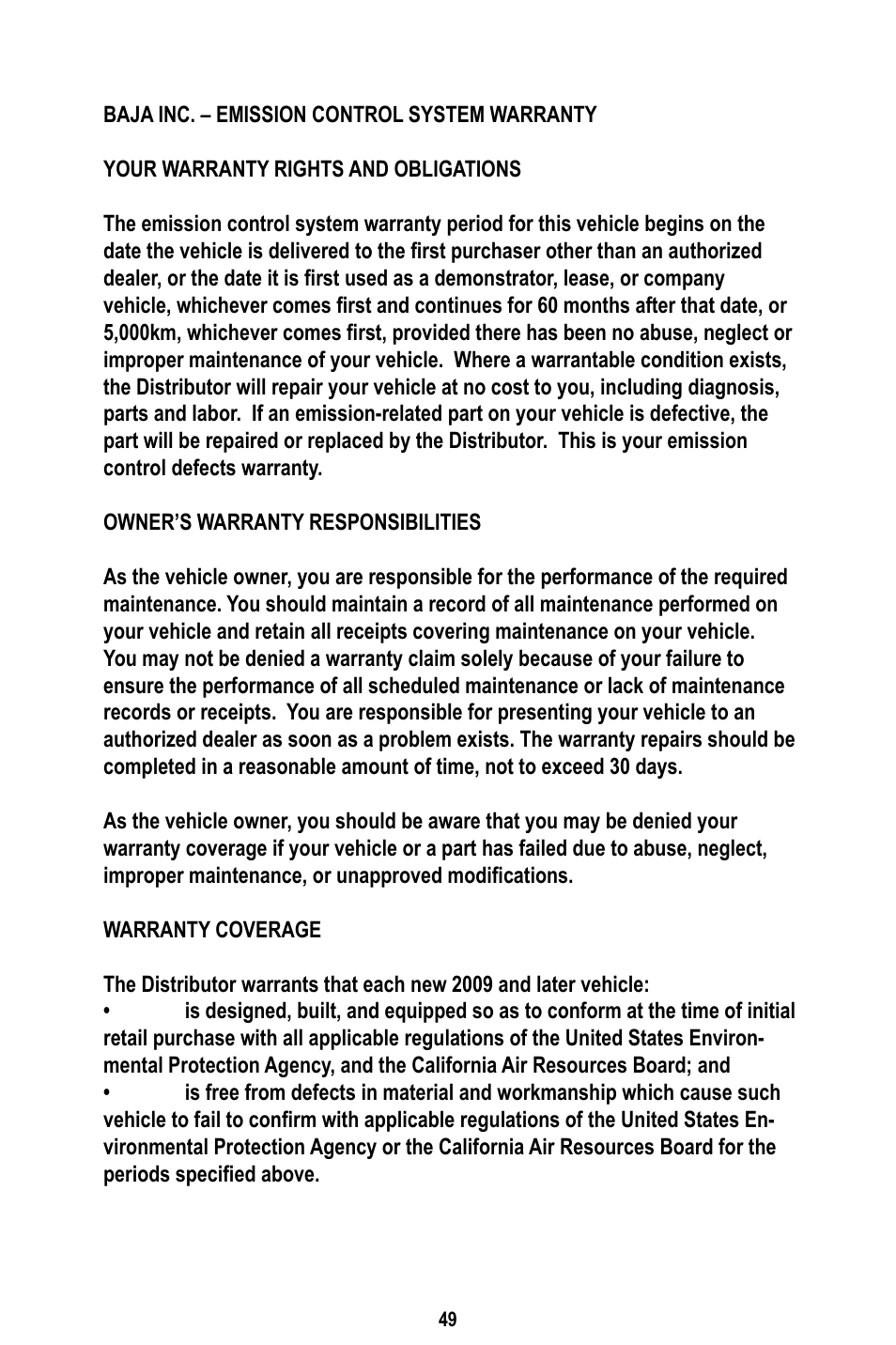 Baja Motorsports BR150-1 Operator's Manual User Manual | Page 52 / 55