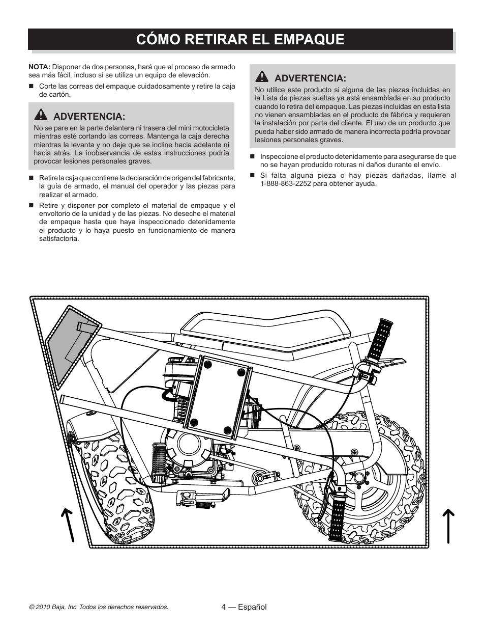 Cómo retirar el empaque | Baja Motorsports DB30 Assembly Guide User Manual | Page 13 / 20