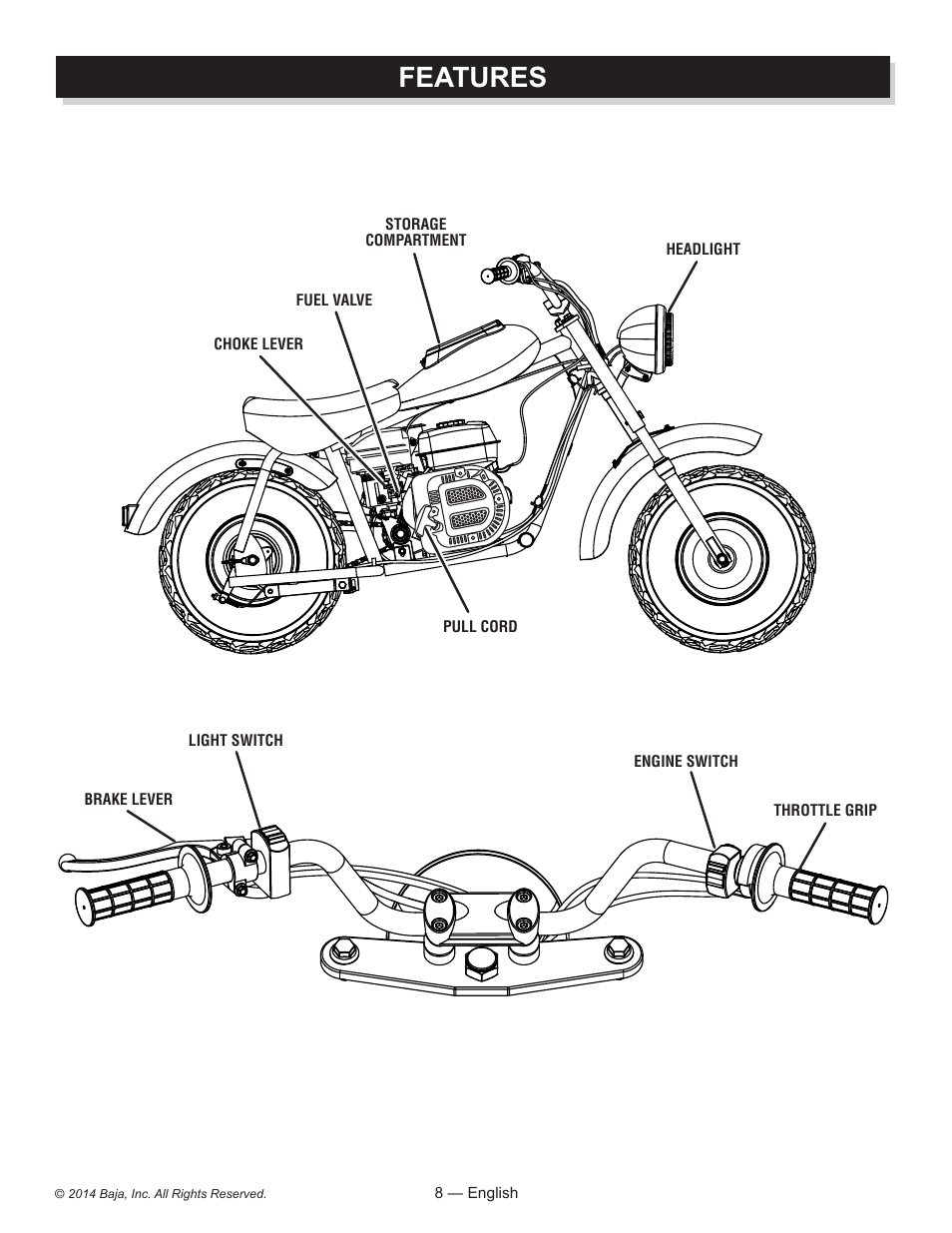Features | Baja Motorsports MB200 Operator's Manual User Manual | Page 8 / 44
