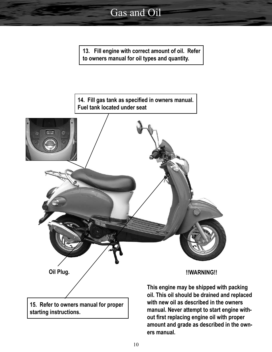 Gas and oil | Baja Motorsports RT50-R Assembly Guide User Manual | Page 10 / 10